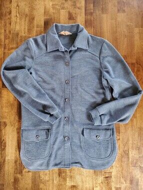 1960s 1970s Koret Of California Button-Front Knit Shirt Jacket Patch Pockets